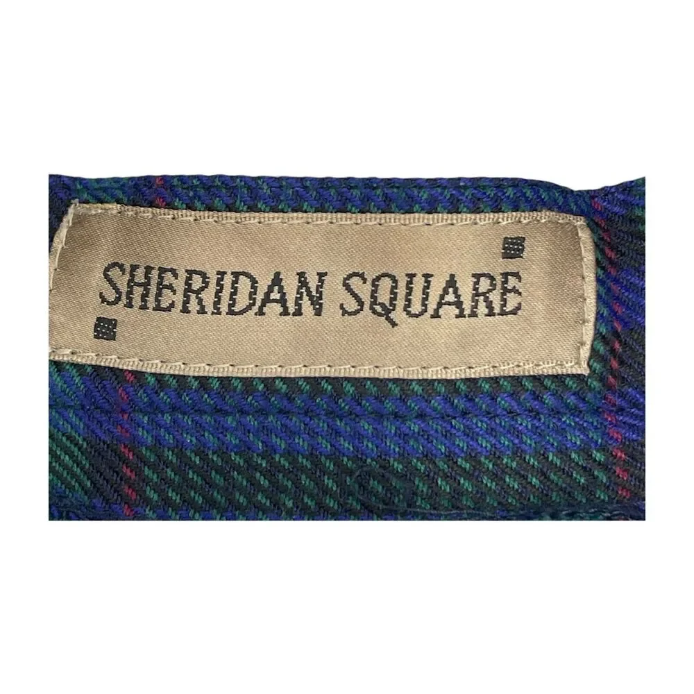 Sheridan Square A-Line Skirt Women's 16 Blue Black Plaid Rayon Lined Classic - Picture 2 of 7